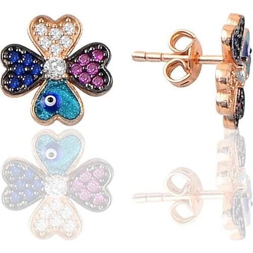 2020 Silver Plated Mixed Stones Clove Shape Eearrings Women Girls Jewellery Fashion Accessories