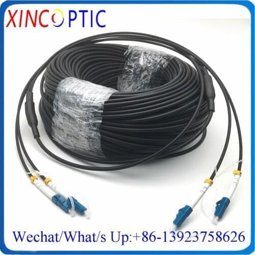 300M 2F SM G657A,4.0mm LSZH/TPU Black Cable,300Mts 2Strands LC/SC/ST/FCUPC SingleMode Armored 2C Fiber Optic Patch Cord Cable