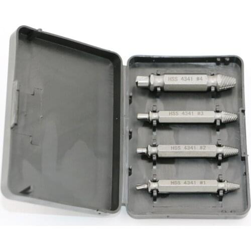 4pcs Double Side Drill Out Damaged Screw Extractor Out Remover Handymen Broken Bolt Stud Removal Tool Kit #1 #2 #3 #4