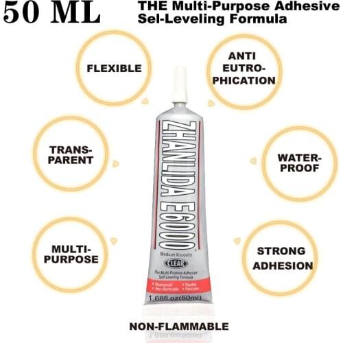 50ml industrial liquid E6000 super adhesive hand-painted artificial diamond handle wire mesh crystal like glass diamond