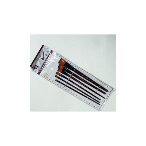 6pcs/set/lot flat paint brushes nylon for oil acrylic shading gouache watercolor painting DIY artist school beginner