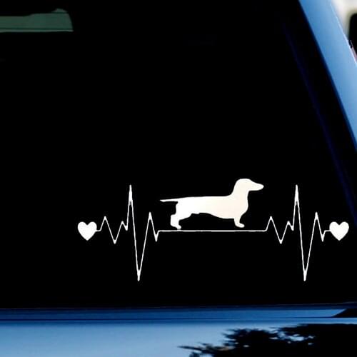 8" Wide Dachshund Heartbeat Lifeline Car Sticker Decal Weiner Dog