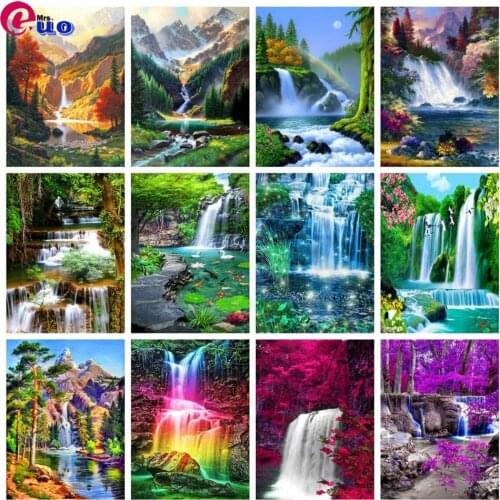 Diy 5D Diamond Painting Full Square Waterfall Diamond Embroidery Cross Stitch Mosaic Rhinestones Landscape Home Decor Kit