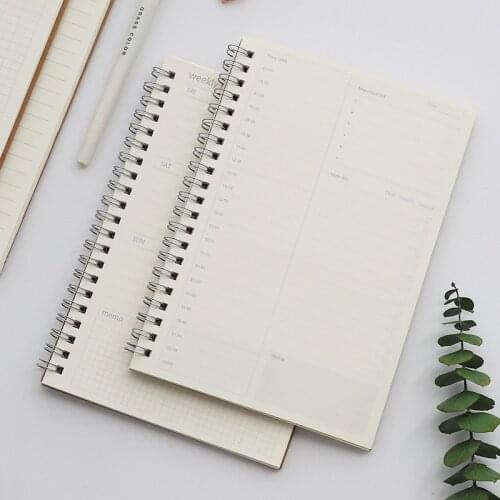 Journal Grid Lined Binder Manual Schedule Notepad TIME Daily Weekly To Do Planner Spiral Kraft Notebook Office School Stationery