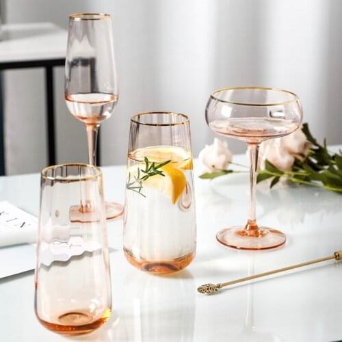 Creative Dream Oblique Mouth Red Wine Glass Cup Gilt Goblet Cup Cocktail Bar Family Gift Home Drinkware