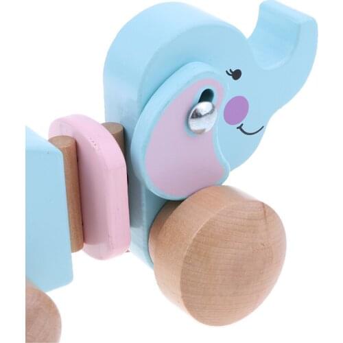 Wooden Pull Along Elephant Toy For Baby Boy & Girl Early Educational Toy