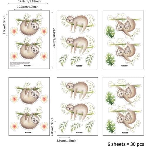 Kids Room Cartoon Sloth Wall Sticker Vinyl Mural Decals for Living Room Bedroom Kindergarten Wallpaper Room Decoration