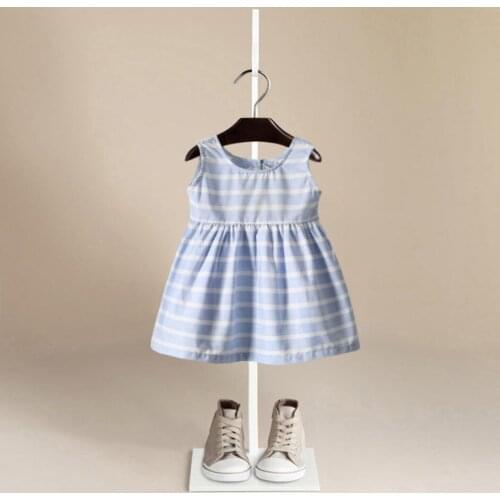 Childrens Clothing 2021 New Fashion Summer Dress Baby Cotton Cute Flying Sleeve Small Striped Bow T-shirt Female Baby Dress