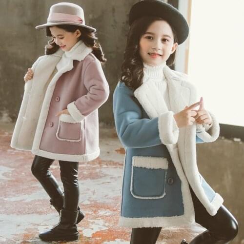 Children‘s Wool Blends Coats for Girls Winter Teenager Snow Wear Fur Outerwear Jackets 6 7 8 9 10 11 12 14 Years Girls Wool Coat