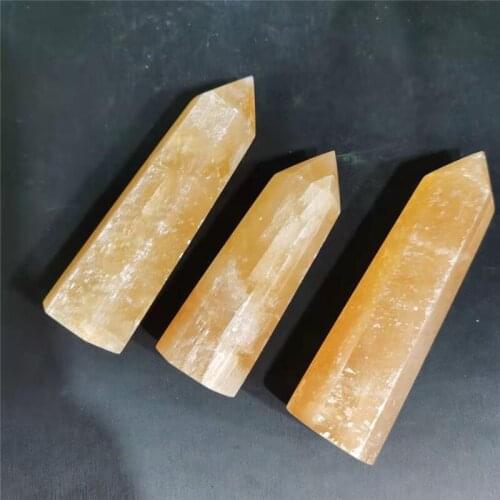 Hot cakes yellow calcite wand point reiki healing quartz crystal tower spiritual spar obelisk meditation wicca gemstone