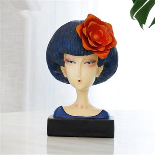 CHINESE STYLE CLASSICAL ROSE GIRL RESIN CRAFTWORK STATUE DECORATION LIVING ROOM BEDROOM DESKTOP ORNAMENTS X2238