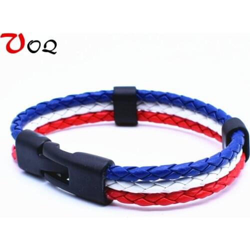 New Arrival Leather Bracelets for Women Men National Flag Bracelet France Spain Italy German Fans Wristband Friendship Bracelet