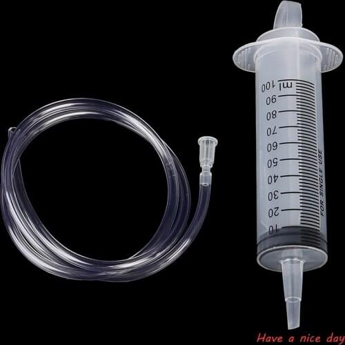 HOT! 1pcs 100ml Large Capacity Syringe Reusable Pump Measuring With 1m Tube Feeding Ink
