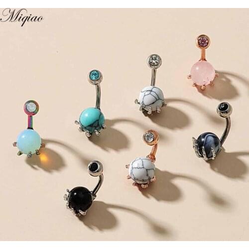 Miqiao 1pcs New Product Personality Multicolor Drill Skull Hand Grip Belly Button Piercing Jewelry