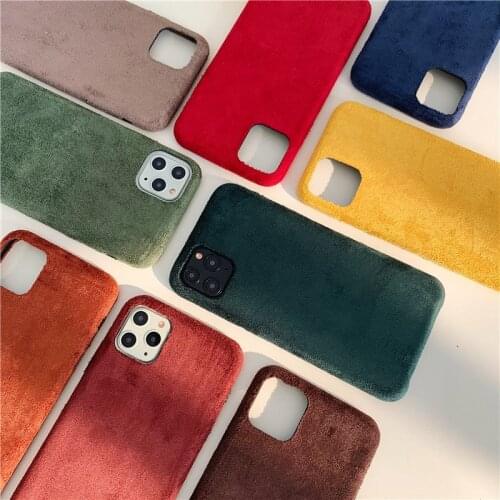 Fashion winter soft case for iphone 11 pro x xs max xr 8 7 6 6S plus SE 2020 Luxury Plush phone cover Simplicity coque fundas