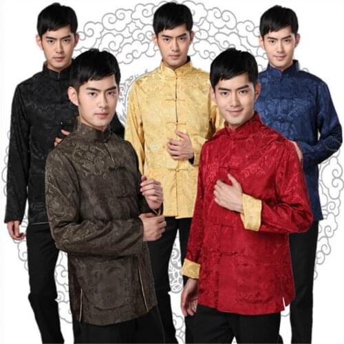 5Color 2020 Mens Chinese Top Traditional Chinese Fashion Clothing New Year Tangsuit Embroidery Shanghai Men Shirt S-3XL