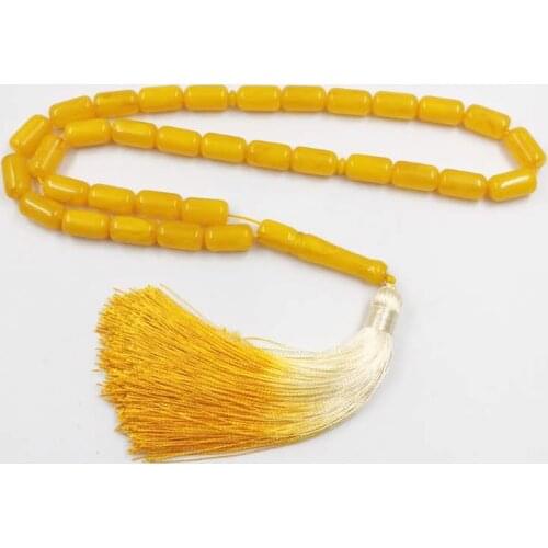 Tasbih Yellow Resin Man bracelet 33 beads muslim gifts rosary kehribar islamic jewelry Arabic Misbaha Eid Mubarak