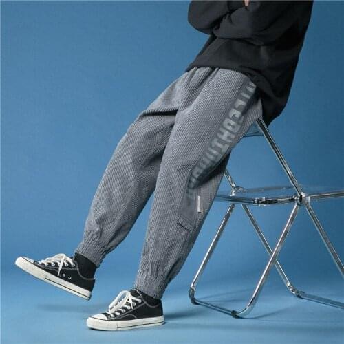 2021 New Corduroy Pants Streetwear Joggers Spring Fashion Ankle-Length Harem Hip Hop Casual Trousers FashionsBaggy Pants Mens
