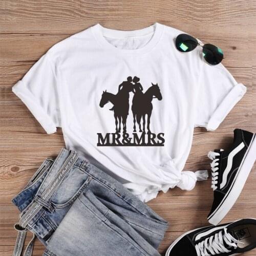 ONSEME Mr and Mrs Graphic T Shirt Women Streetwear Aesthetic T Shirts Unisex Tees Lovers t-shirt Femme Harajuku Tops