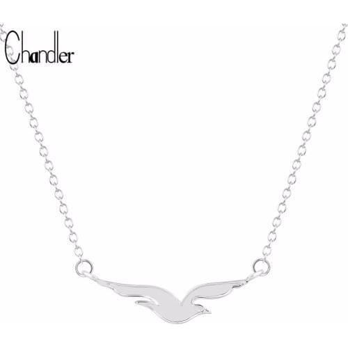 Chandler Flying Sea Mew SeaGull Bird Pendant Necklaces For Women Adorable Charm Long Chain Metallic Love Jewelry Drop Shipping