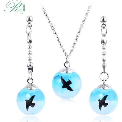 RJ Create Inspire Nature Blue Sky White Cloud Necklace Tranquil Transparent Necklace For Ladys Girls Friends Collar Jewelry Gift