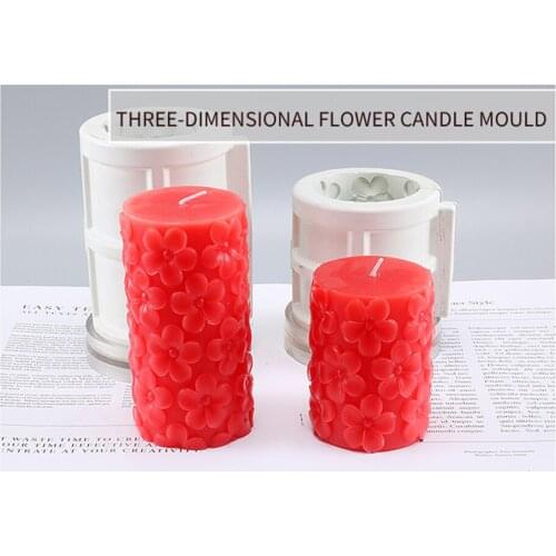 Carved Cylindrical Candle Mold Scented 3d Candle Mold For Candle Making DIY Candle Hand-made Candles Aroma Wax Soap Molds