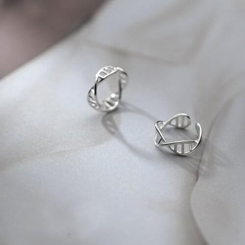Real 925 Sterling Silver Molecule Ear Cuff Wrap Earrings Chemistry Molecule DNA Cartilage Earring Science Spiral Earring