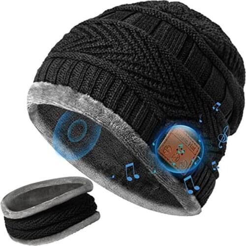 Bluetooth Beanie V5.0 Bluetooth Hat Scarf Wireless Earphone Beanie Headphones Outdoor Winter Warm Skiing Riding Hat