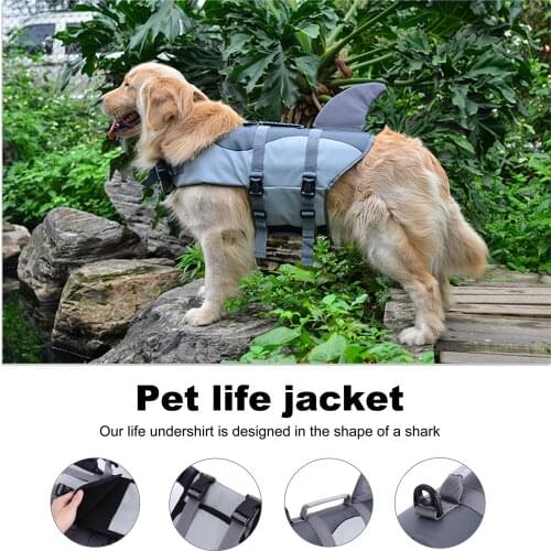 Dog Life Jacket Adjustable Dog Clothes Lifesaver Shark Vests with Rescue Pet Dog Safety Swimsuit For Swimming Pool Beach Boating