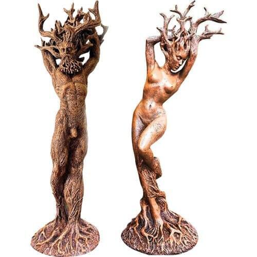 God And Goddess Of Tree Statue Decoration Forest Goddess Resin Figurine Ornament Garden Sculpture Home Office Desktop Decor
