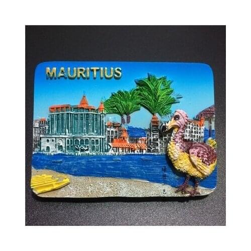 World Travel Tourism Souvenirs Mauritius Fridge Magnets 3D Resin Handmade Magnetic Refrigerator Sticker Home Decoration