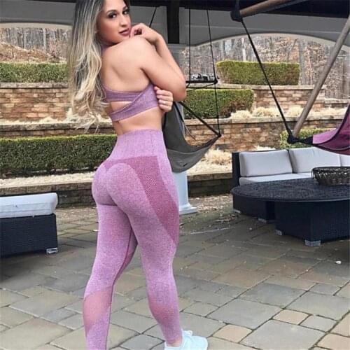 Women Gym Yoga Set Tracksuit Fitness Clothing High Waist Yoga Leggings Set Running Suit Sportswear Workout Crop Tops