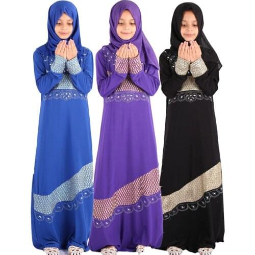 Kalenmos Muslim Girls diamond Long Hijab Abaya dress Burqa Khimar Jilbab Islamic Kaftan Arab Prayer Maxi Dresses Robe Gown