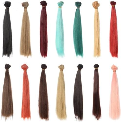 1pcs hair bjd doll hair 25cm*100CM green brown khaki blue grey pink red color long straight wig hair for 1/3 1/4 BJD diy
