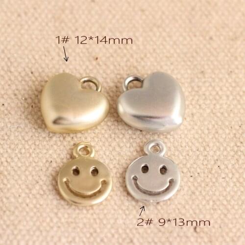 10pcs Hot Sale Silver Gold Charm Round Smiling & Heart Beads Alloy Metal Charm For Necklace Charms DIY Jewelry Dangle Accessorie