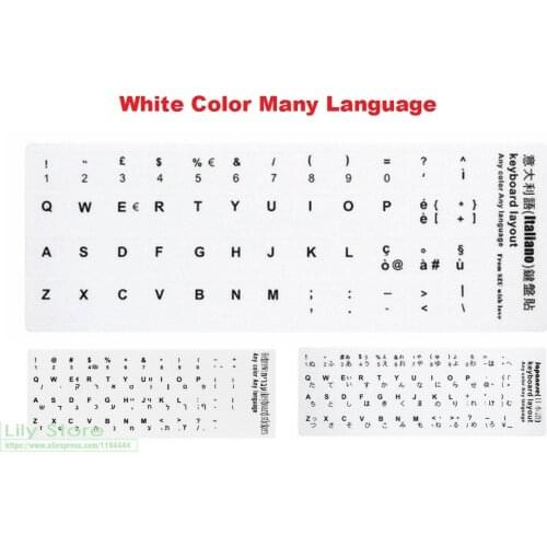 2PCS Keyboard Stickers WHITE Italian German French Korean Russian English Arabic Spanish Thai For10.1 11.6 12.5 13.3 14 15 15.6