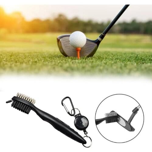 2 Sided Golf Club Brush Club Groove Cleaner 2 Ft Retractable Zip-line Aluminum Carabiner Lightweight Ergonomic