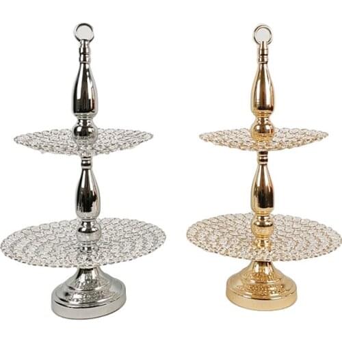 2 tiers cupcake stand gold color silver crystal cake tools