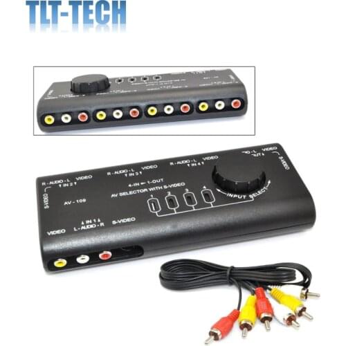 4 in 1 AV Audio Video Signal Switcher S-Video Selector Splitter with RCA Cable for VCD DVD Video Camera Game Recorder Game to TV
