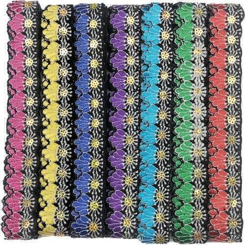 5 Yards Flower Lace Trim Embroidery Lace Ribbon Iron on Lace DIY Sewing Trimmings Accessories for Needlework