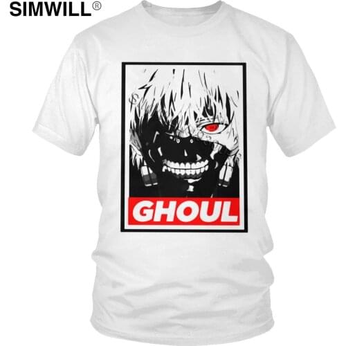 Anime Tokyo Ghoul T Shirts Men Soft Cotton Manga Kaneki Ken T-Shirt Short Sleeves Round Neck Awesome Tshirt Merchandise Tee Tops