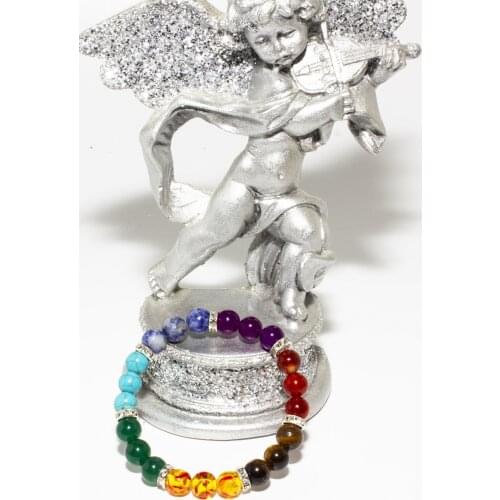 7 Chakra Bracelet Natural Stone Trio 8mm Beads Bracelet, Women or Men