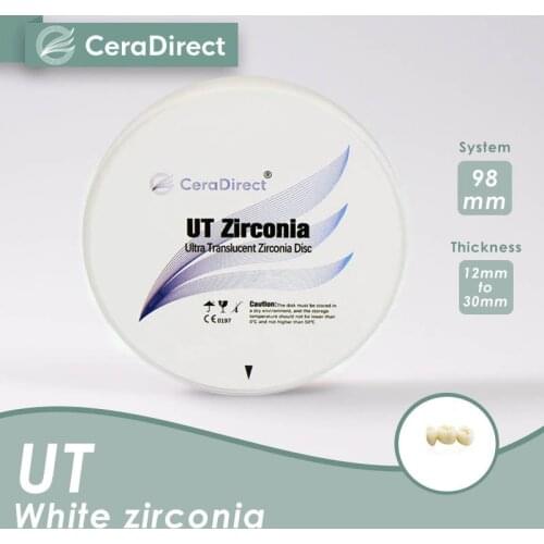Ceradirect dental zirconia open system（98mm）——UT white zirconia for dental lab CAD/CAM