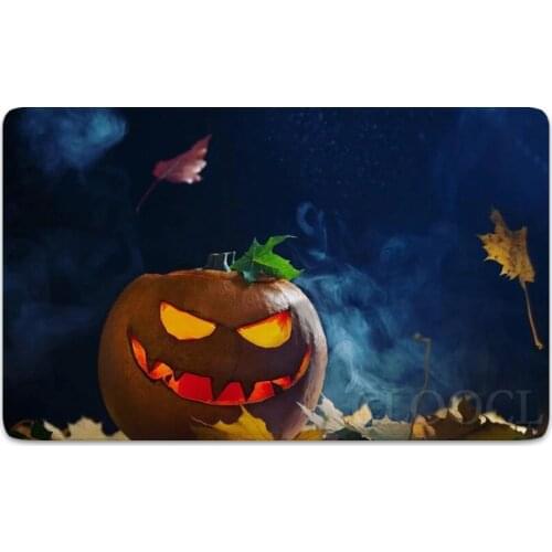 CLOOCL Halloween Theme Doormats Pumpkins Lights Maple Leaf Printed Halloween Flannel Mats Cartoon Funny Festival Home Textile