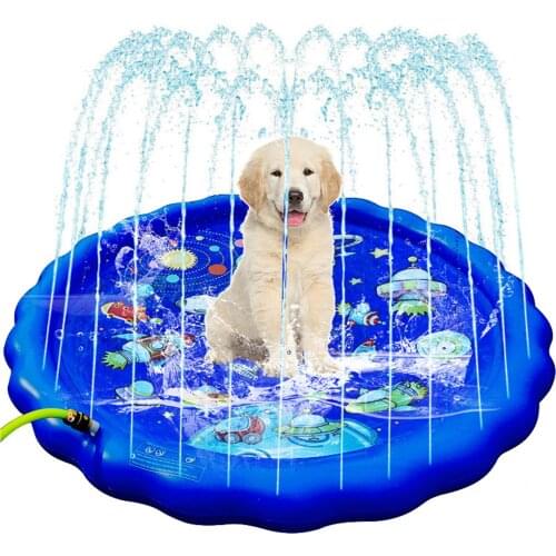 Water Splash Mat for Children, Cartoon Printed Pattern Water Game Pad for Outdoors, Dark Blue/ Pink/ Green/ Yellow