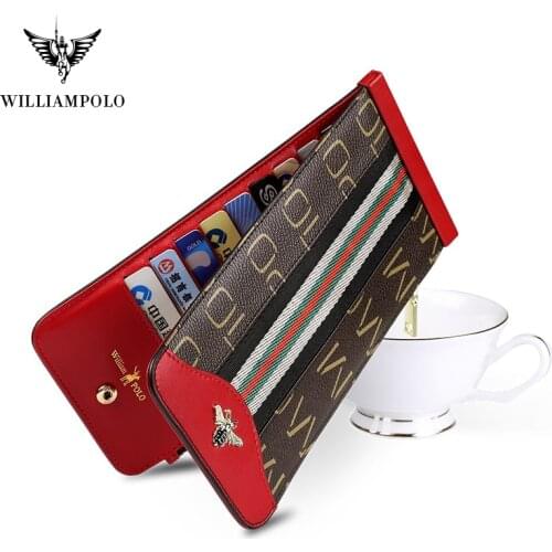 WilliamPolo Women long Wallets with Zipper Phone Pocket Purse Card Holder Patchwork Women Long Ultra-thin Lady Wallet Coin Purse