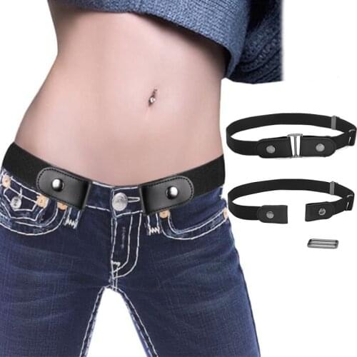Jean Pants Dresses Buckle-free Belt No Hassle Waist Belt Women Men No Bulge Leather Body Belts Wide Elastic Belts