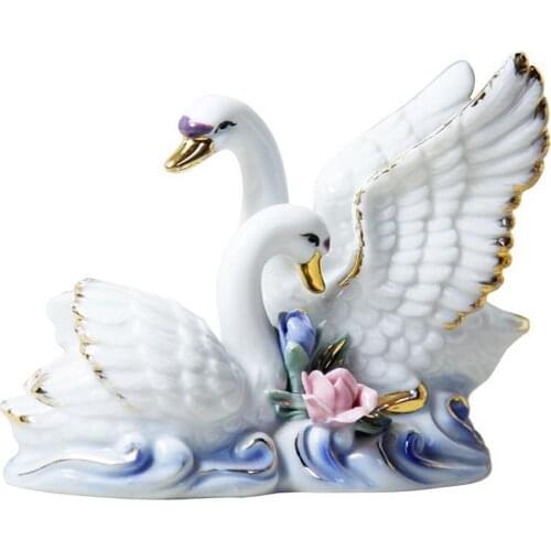 Porcelain Beauty Cygnus Elegant White Swan Modern Artwork Statute Highclass Ceramic Animal Sculpture Home Desk Room Decoration