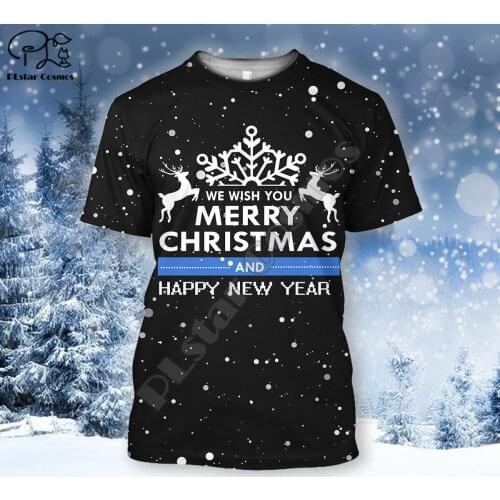 PLstar Cosmos Merry Christmas Santa Claus 3D Printed Summer T-Shirts Short-Sleeve Tee Men/Women Casual Streetwear Style-56
