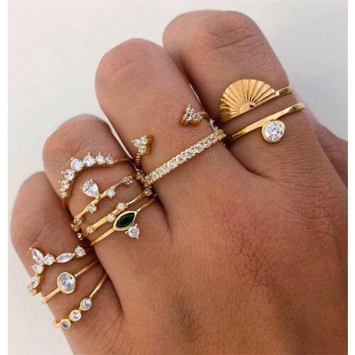 IFMIA Bohemian Jewelry Rings For Female 11pcs/Set Vintage Moon Star Knuckle Finger Rings 2020 Fashion Women Gifts Gold Color